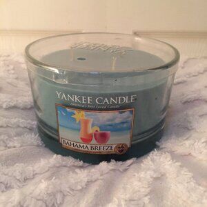 Yankee Candle BAHAMA BREEZE Medium 3-Wick Rounded Jar 17 oz Blue Old Label NOS